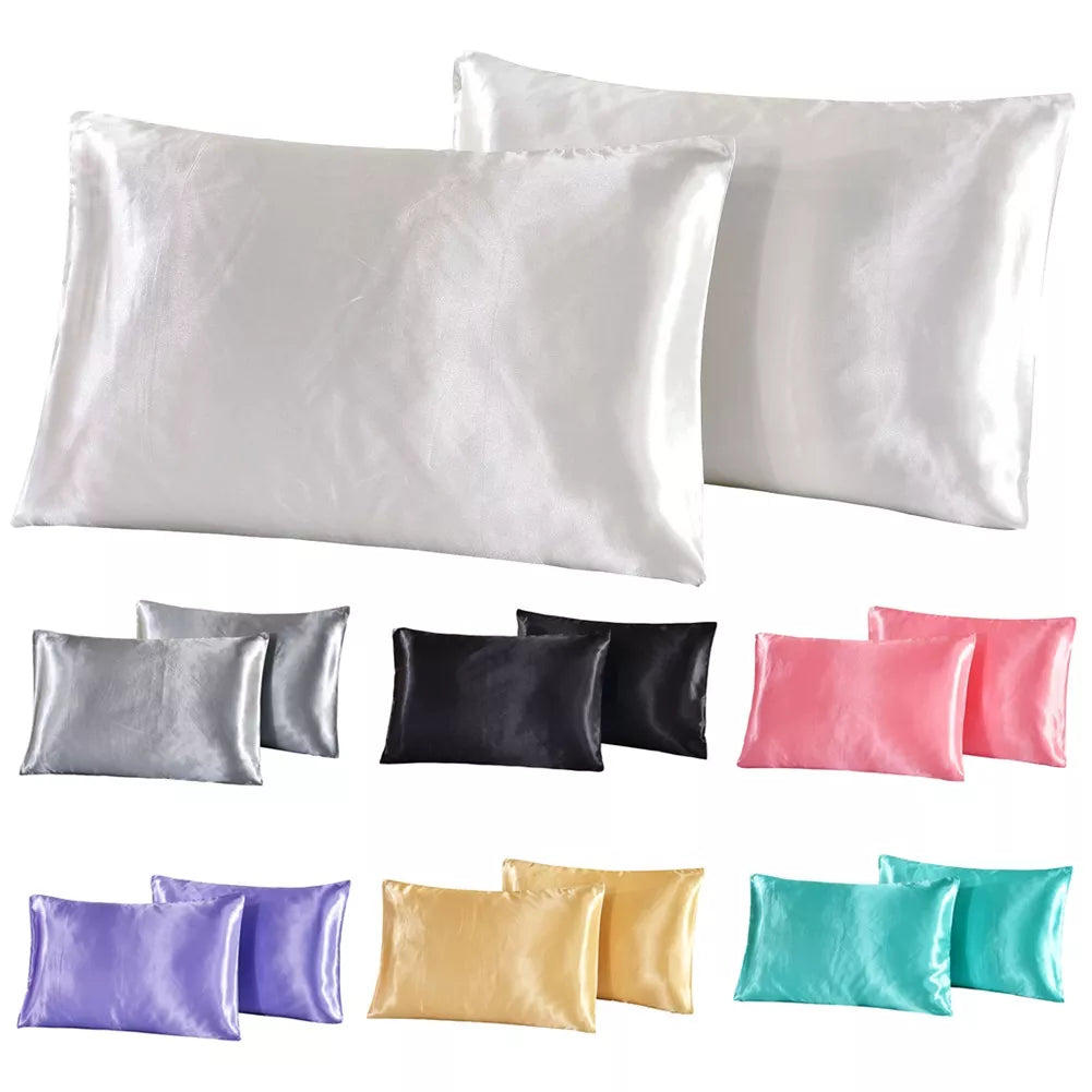 1PC Queen Satin Silk Pillow Cover