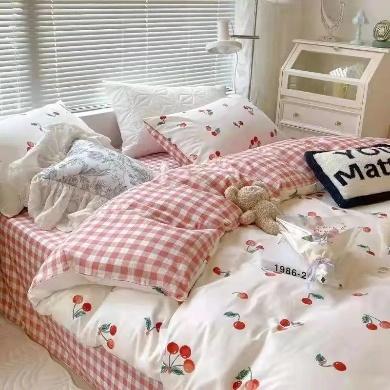 Kawaii Cherry Duvet Bedding Cover Set